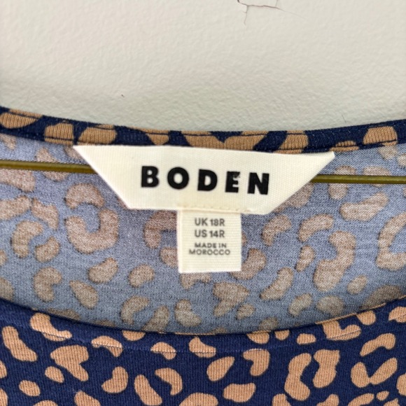 Boden Abigail Dress Navy Leopard Print Long Sleeve Stretchy Jersey Size 14 US - Picture 3 of 8